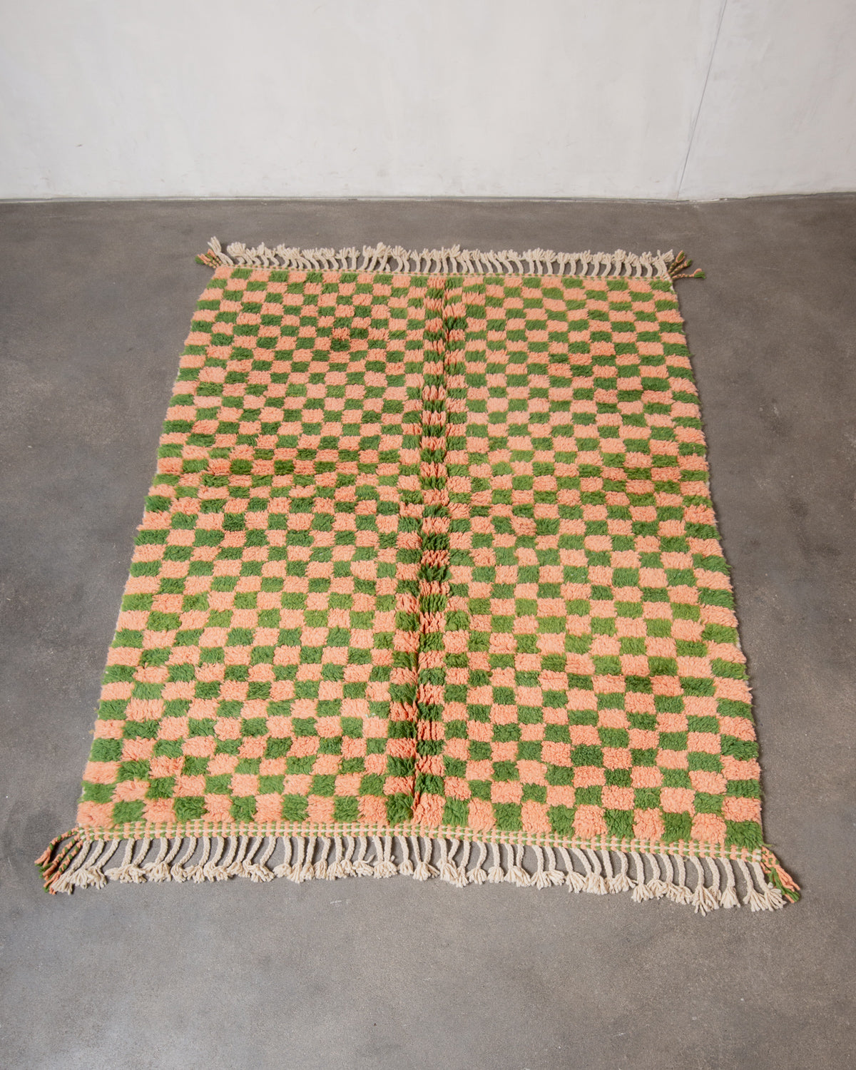 Modern, designer, handcrafted Berber rug from Morocco. Beniourain carpet with beautiful colours and patterns and fluffy wool texture.